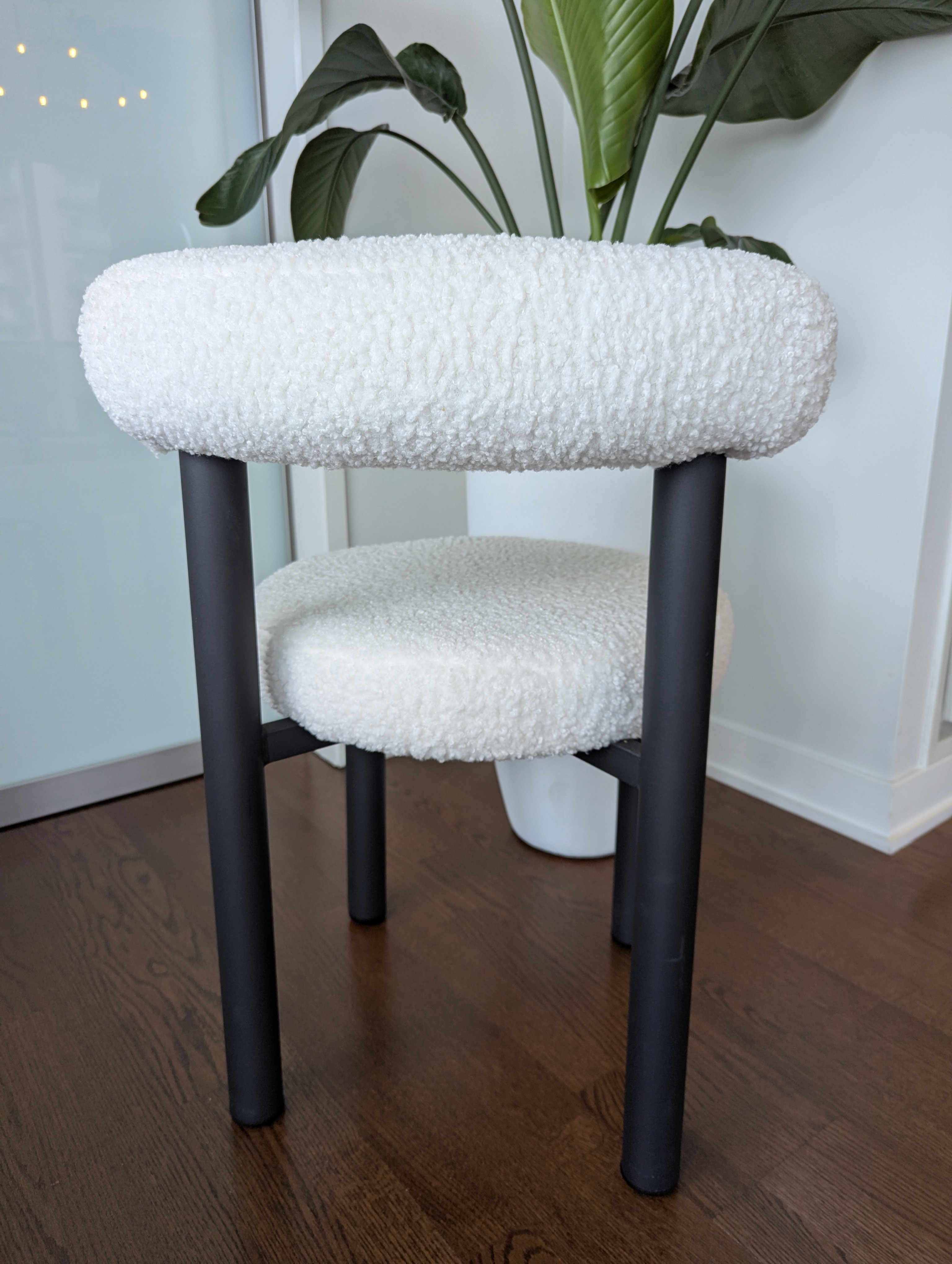white Boucle dinning chairs set of 2 - photo 2