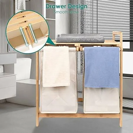 Bamboo Laundry Hamper Sorter Basket image indicator(6)
