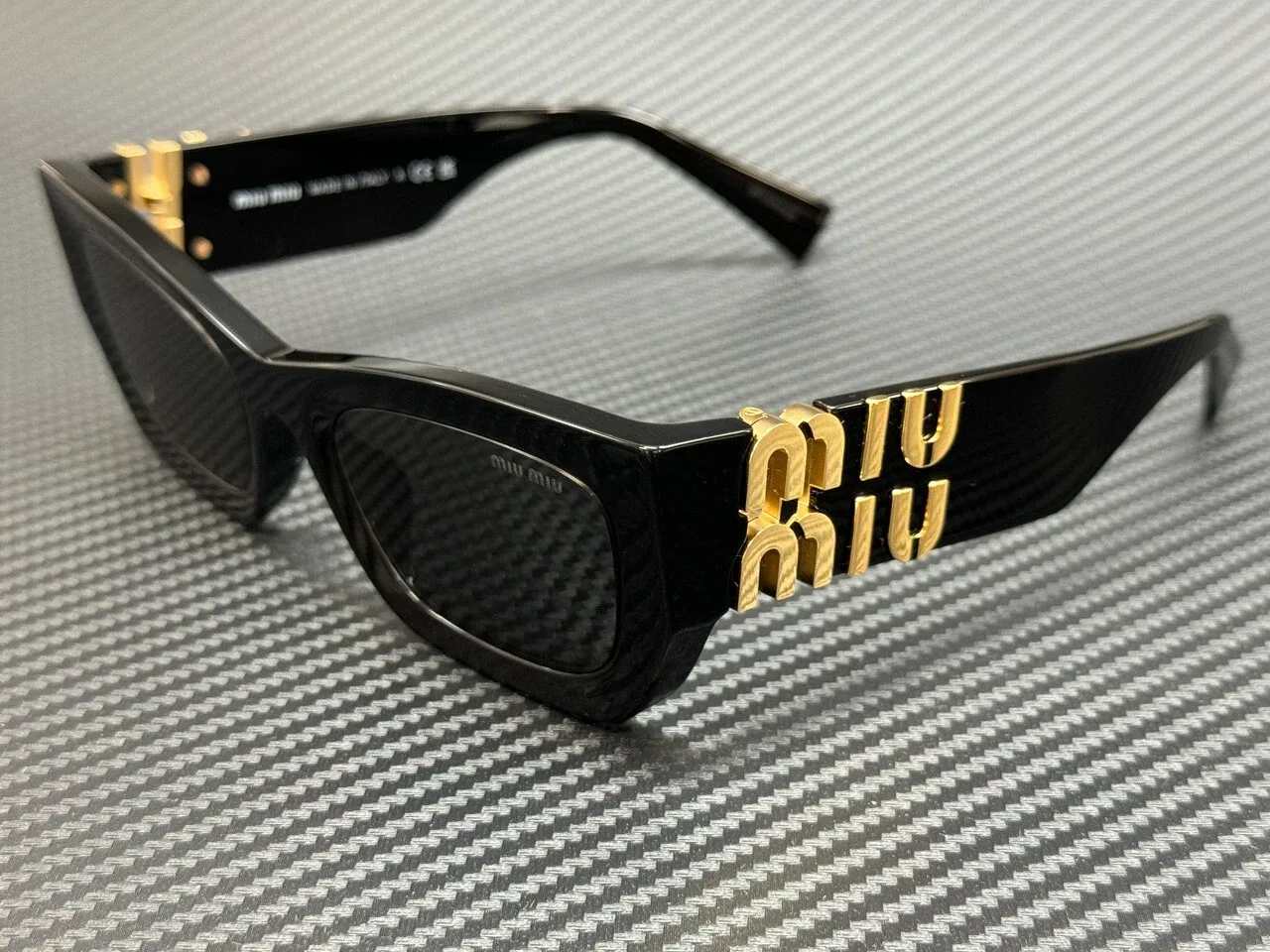 Miu Miu 09WS 1AB5S0 Black Gold Cat-Eye Women’s Sunglasses 53mm image indicator(2)