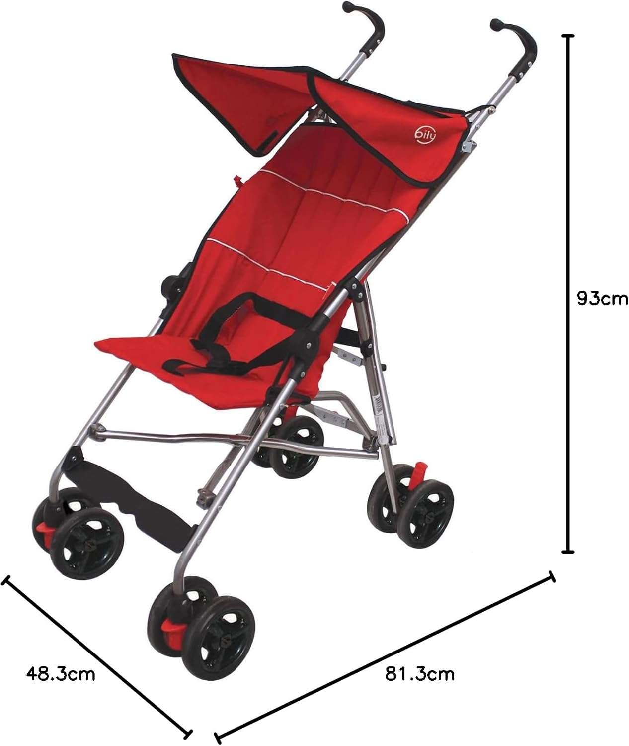 Bily Umbrella Kids Stroller, Red - photo 2