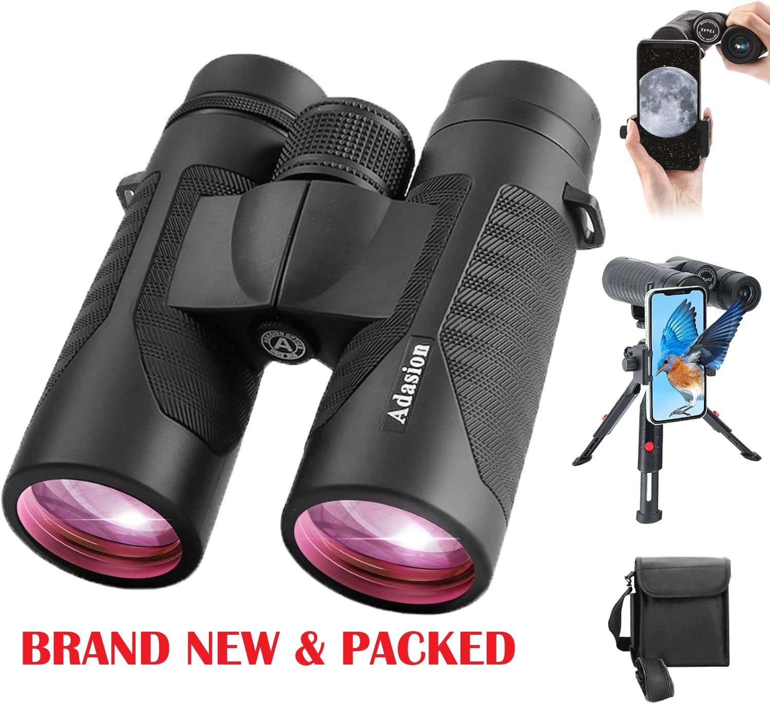 Adasion 12x42 HD Binoculars with Tripod and Phone Adapter