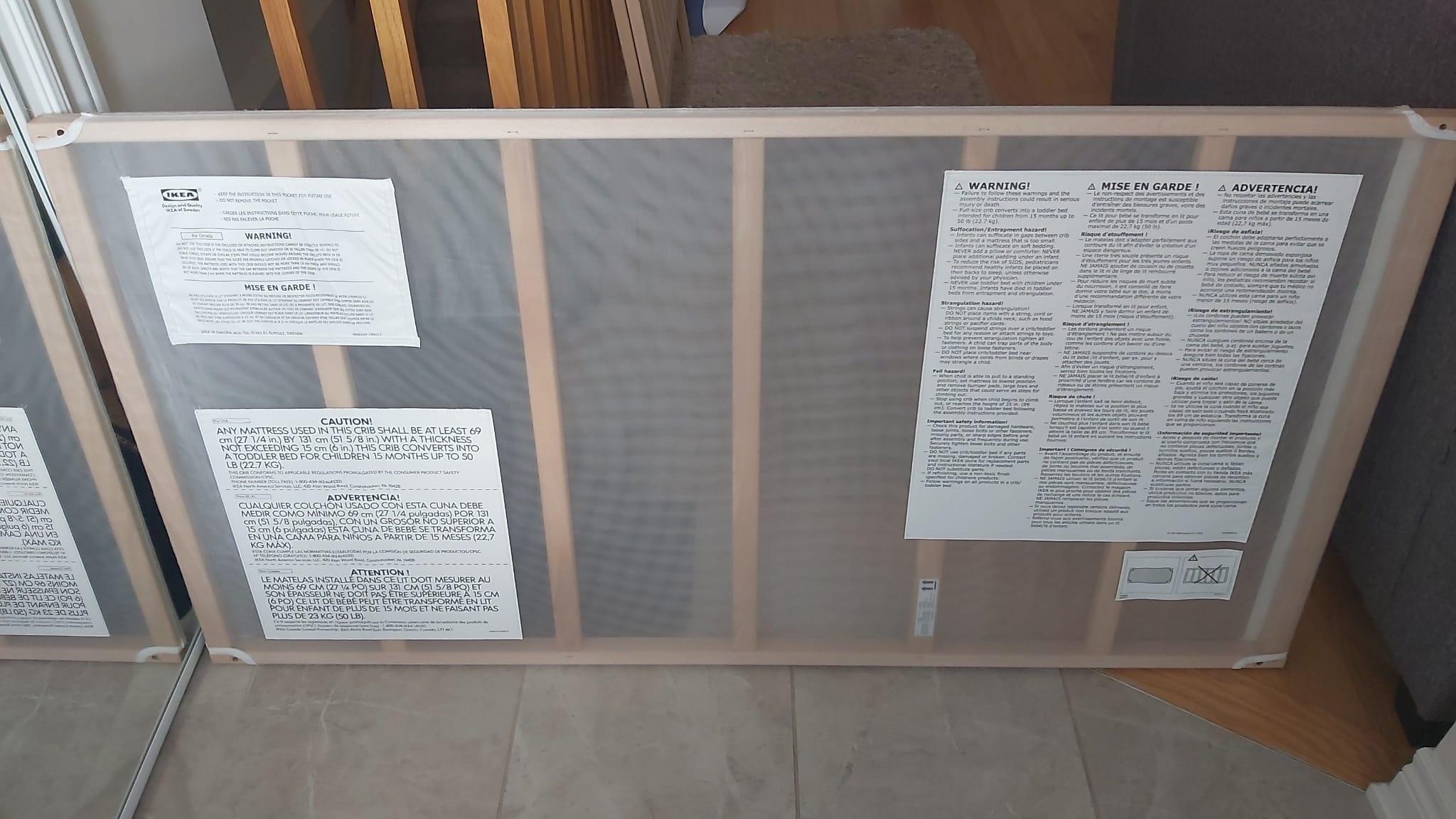 IKEA SNIGLAR Crib – Assembled Once, Never Used, Mint Condition - photo 4