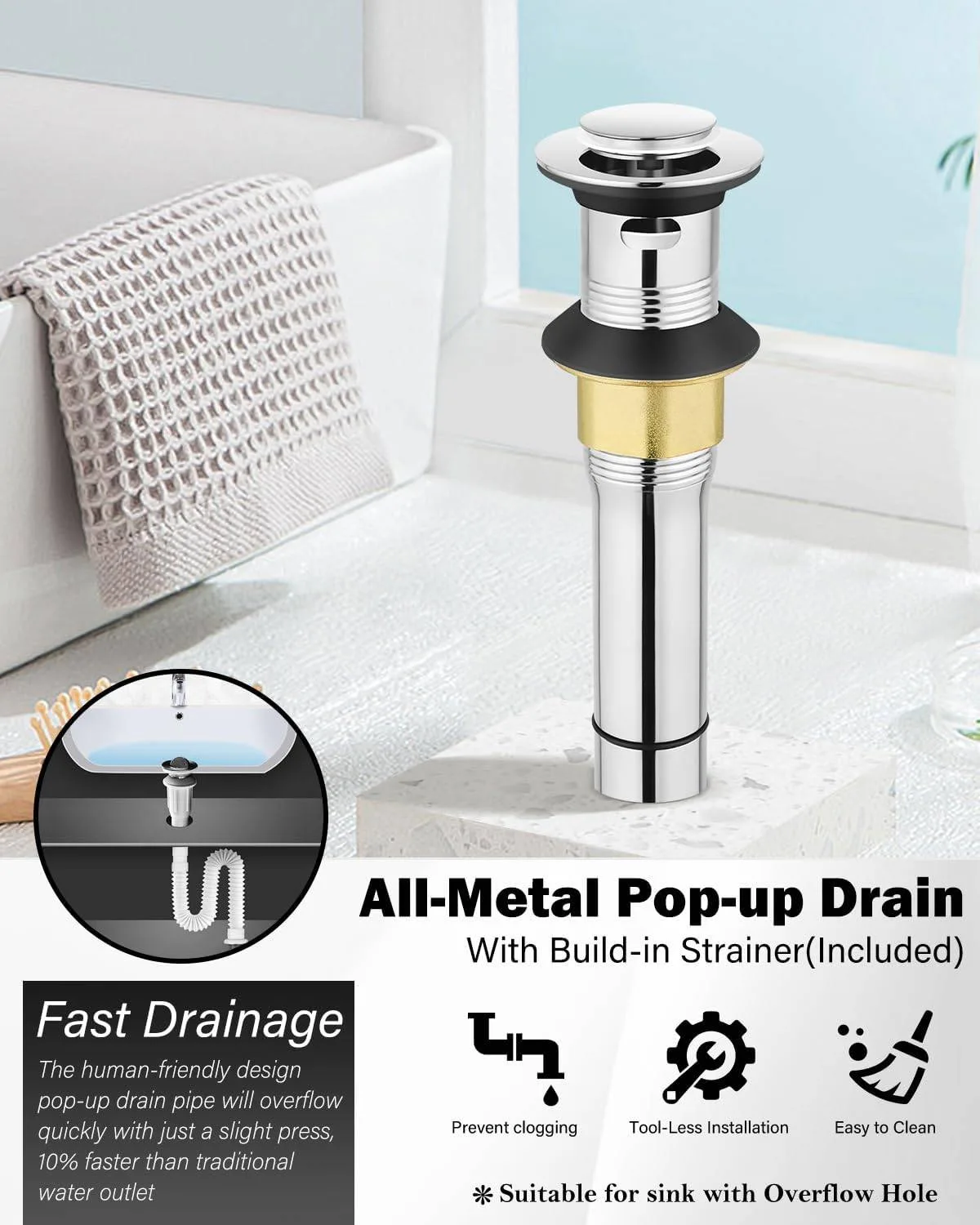 Polished Chrome Bathroom Faucets 1 Hole with 360° Swivel Spout image indicator(4)