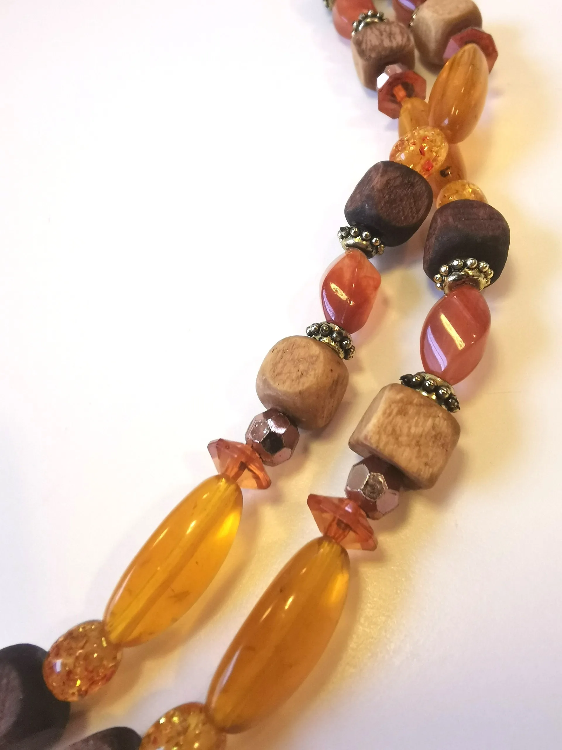 Necklace Amber Wooden Beaded Long 28 inches Vintage image indicator(3)