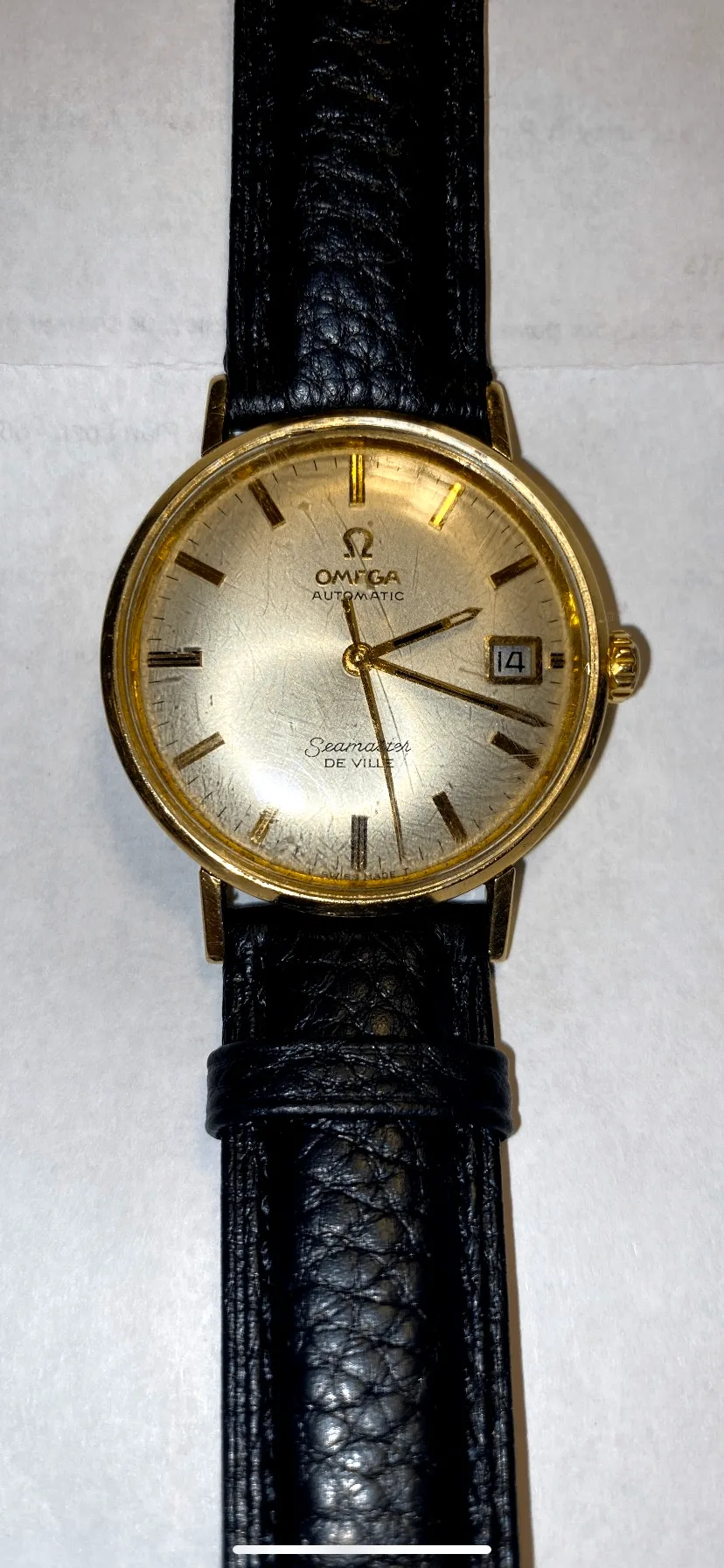 Omega 14K Gold Watch - 1970's vintage, working, leather strap image indicator(7)