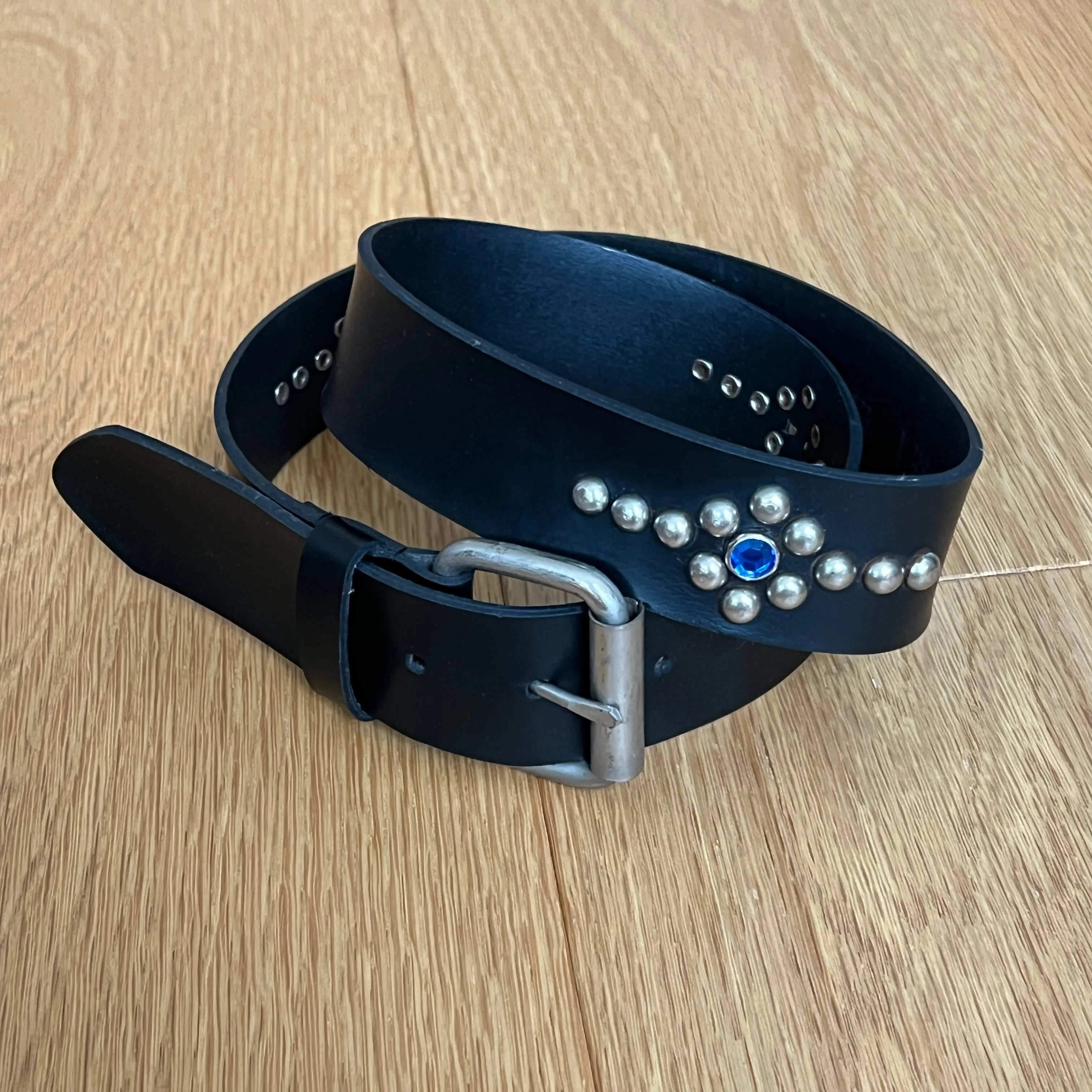 Vintage 90s Y2K Studded Jewel Leather Belt thumbnail