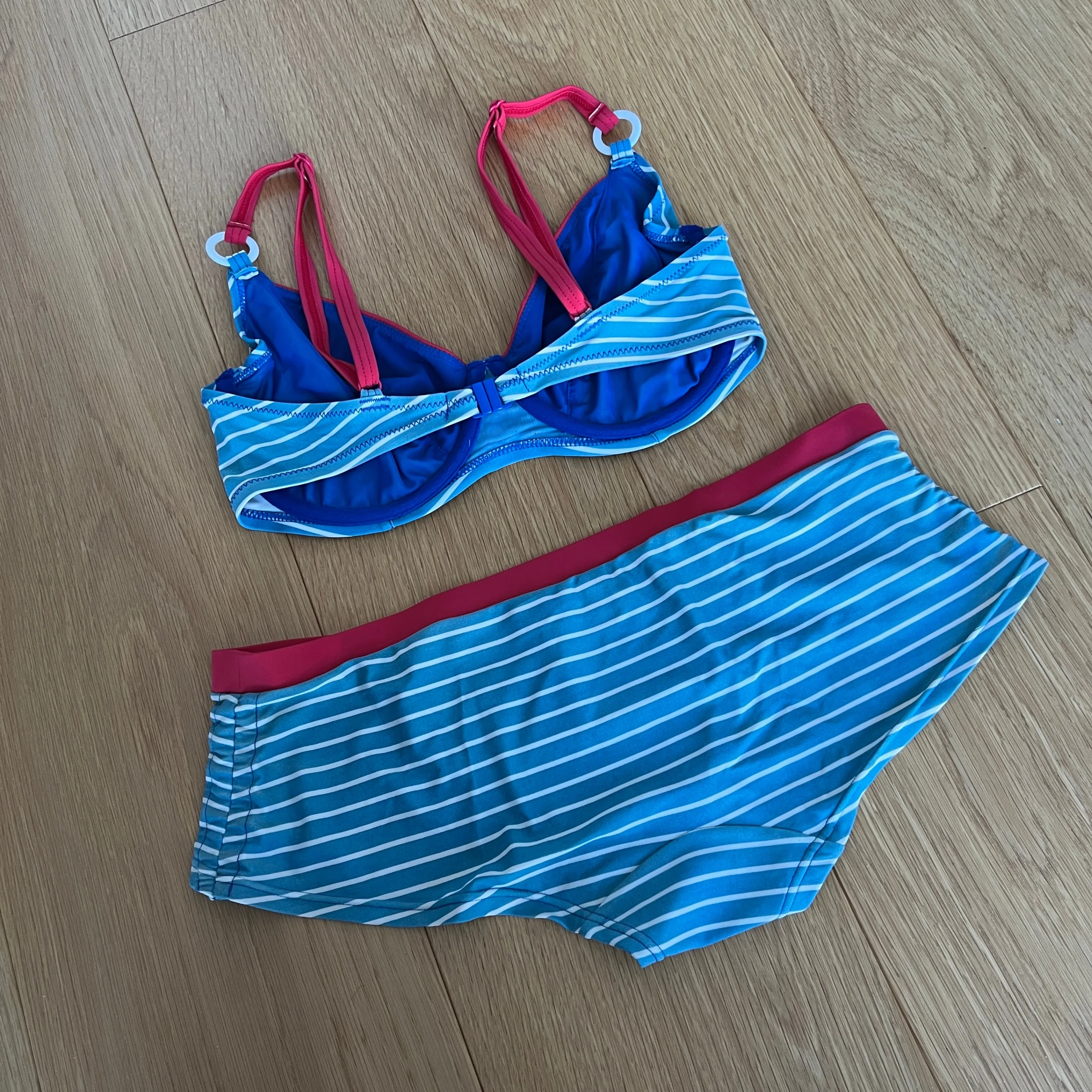 Vintage 80s Nautical Stripe Bikini Swim Bathing Suit image indicator(2)