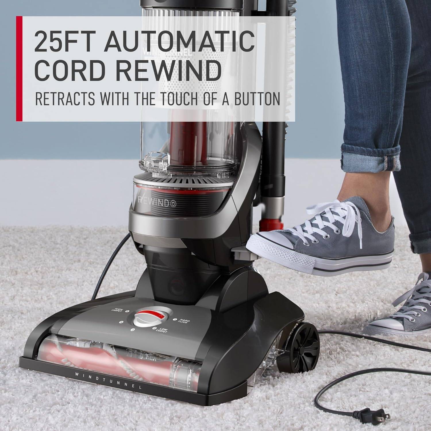 Hoover WindTunnel Cord Rewind Pro Bagless Corded Upright Vacuum - photo 2