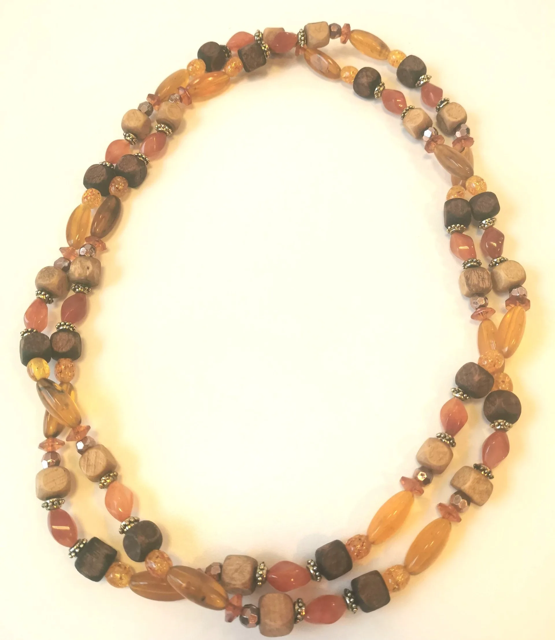 Necklace Amber Wooden Beaded Long 28 inches Vintage image indicator(2)