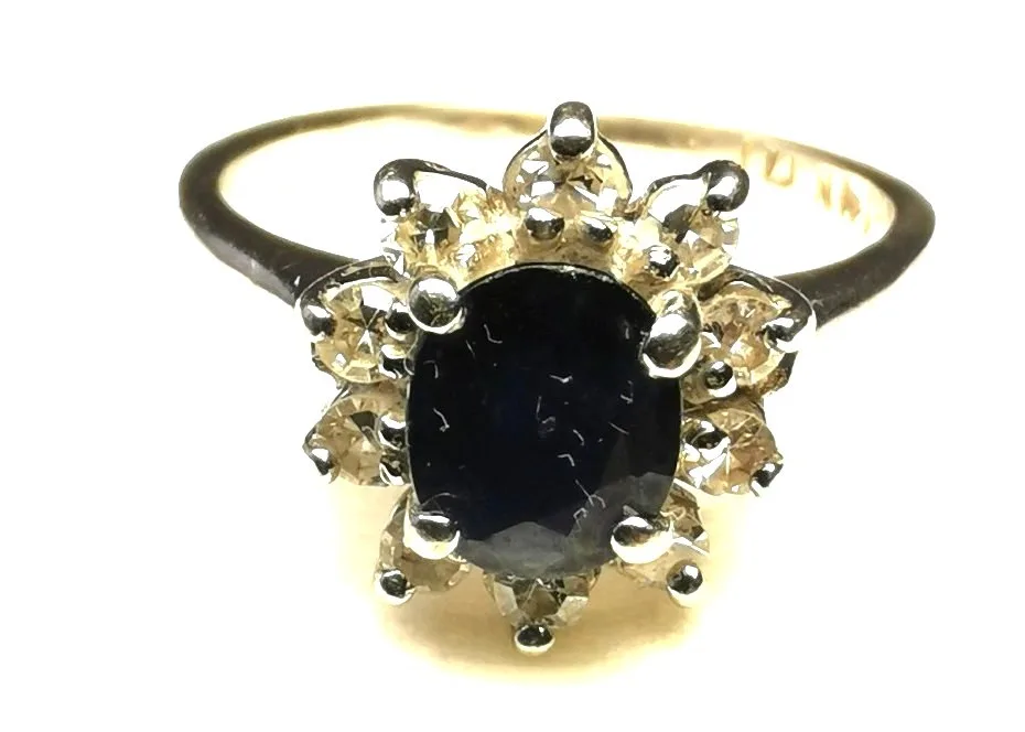 Ring 14k White Gold Natural Blue Sapphire Ten Diamond Accents image indicator(2)