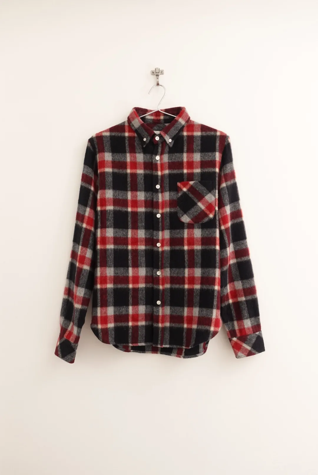 Wings+Horns Wool Angora Plaid Shirt - Small thumbnail