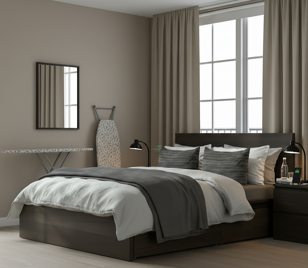 Queen Bed w/ 4 Storage Drawers + Mattress +FREE bed sets (<1yr)
