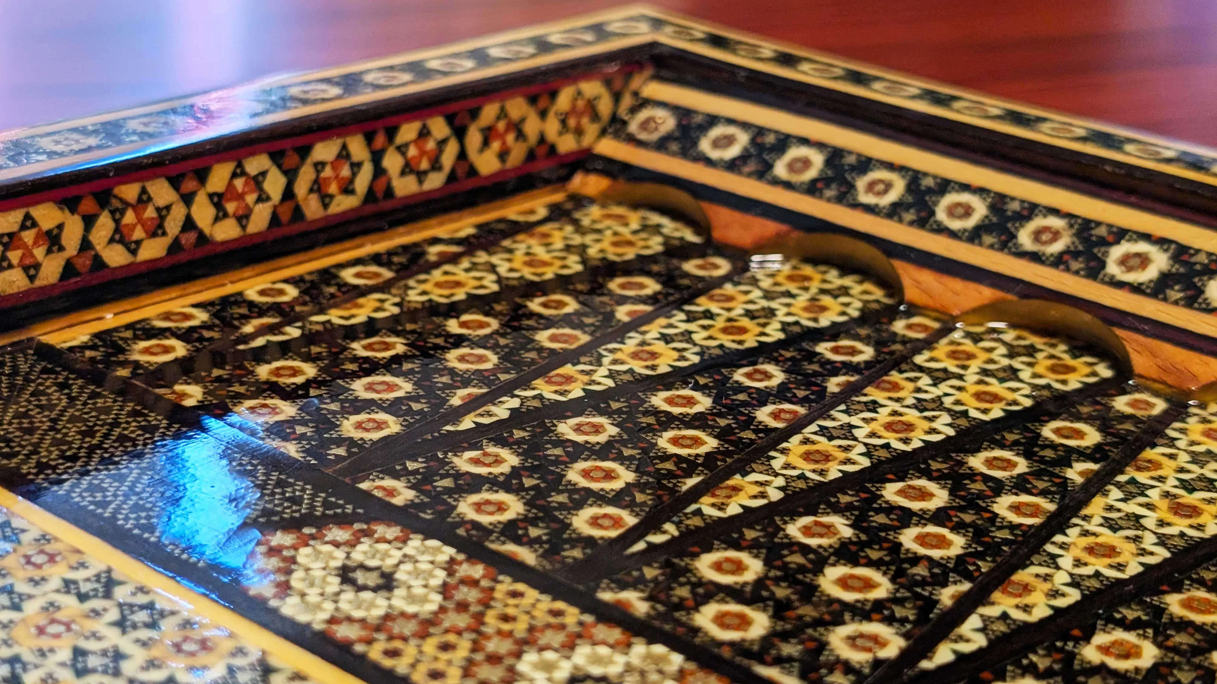 Handmade Persian Khatamkari Backgammon Board – Floral Inlay image indicator(4)