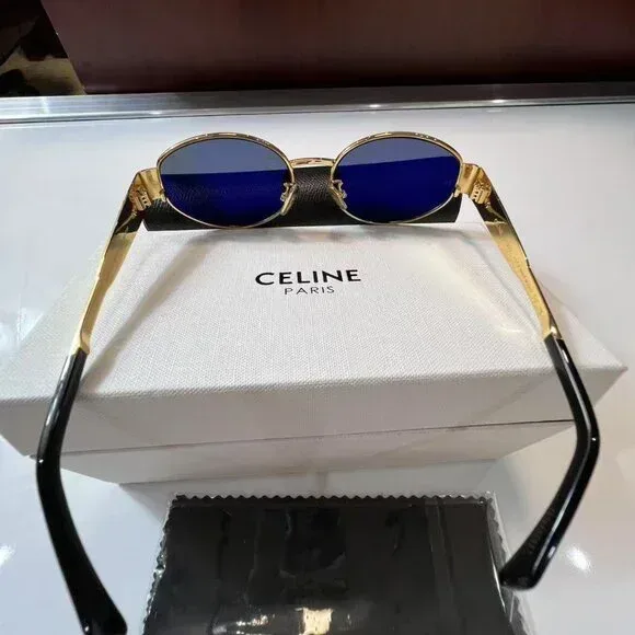 Celine Triomphe CL40235U Sunglasse Gold Green Lens UV Protection thumbnail