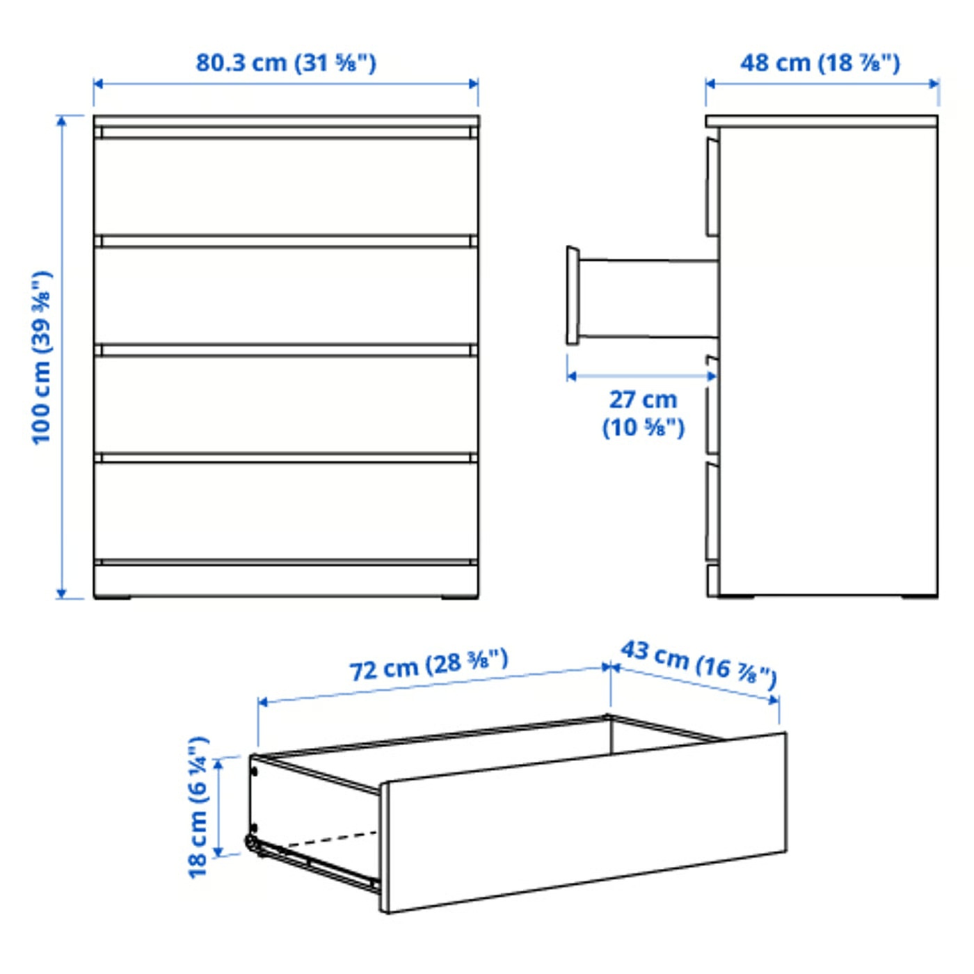 IKEA 4-Drawer Dresser – Black-Brown (Like New!) - photo 2
