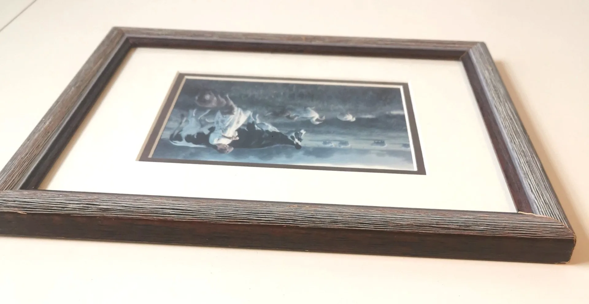 VINTAGE Robert Duncan Print "Out in the Pasture" Girl Cow Geese image indicator(9)