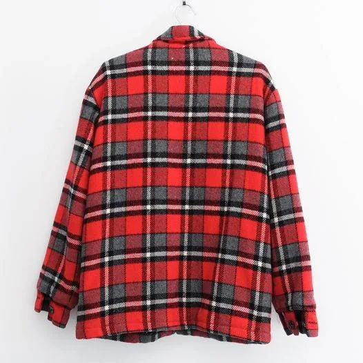 Vintage Red Plaid Zip Flannel Jacket Fleece Lined - M image indicator(2)