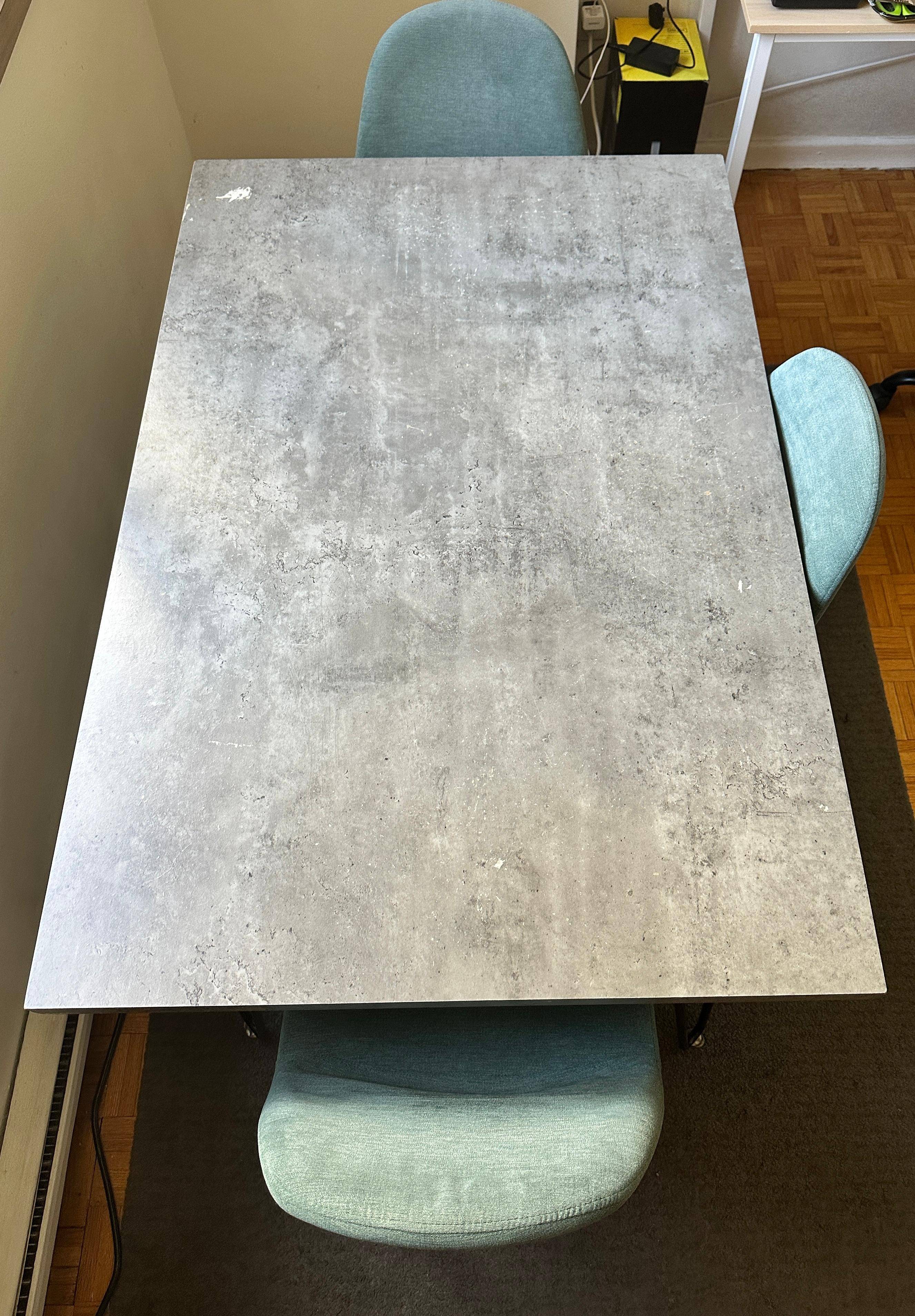 Dining table with 4 velvet teal chairs + rug (optional) - photo 5