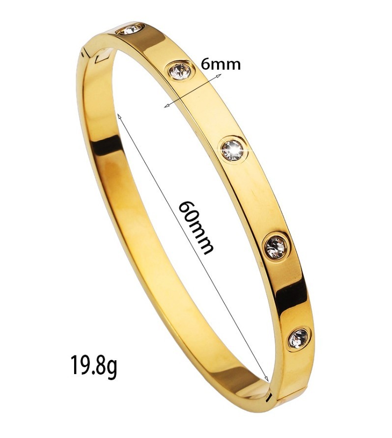 Set of 3 Luxury Stainless Steel Crystal Bangles - photo 5