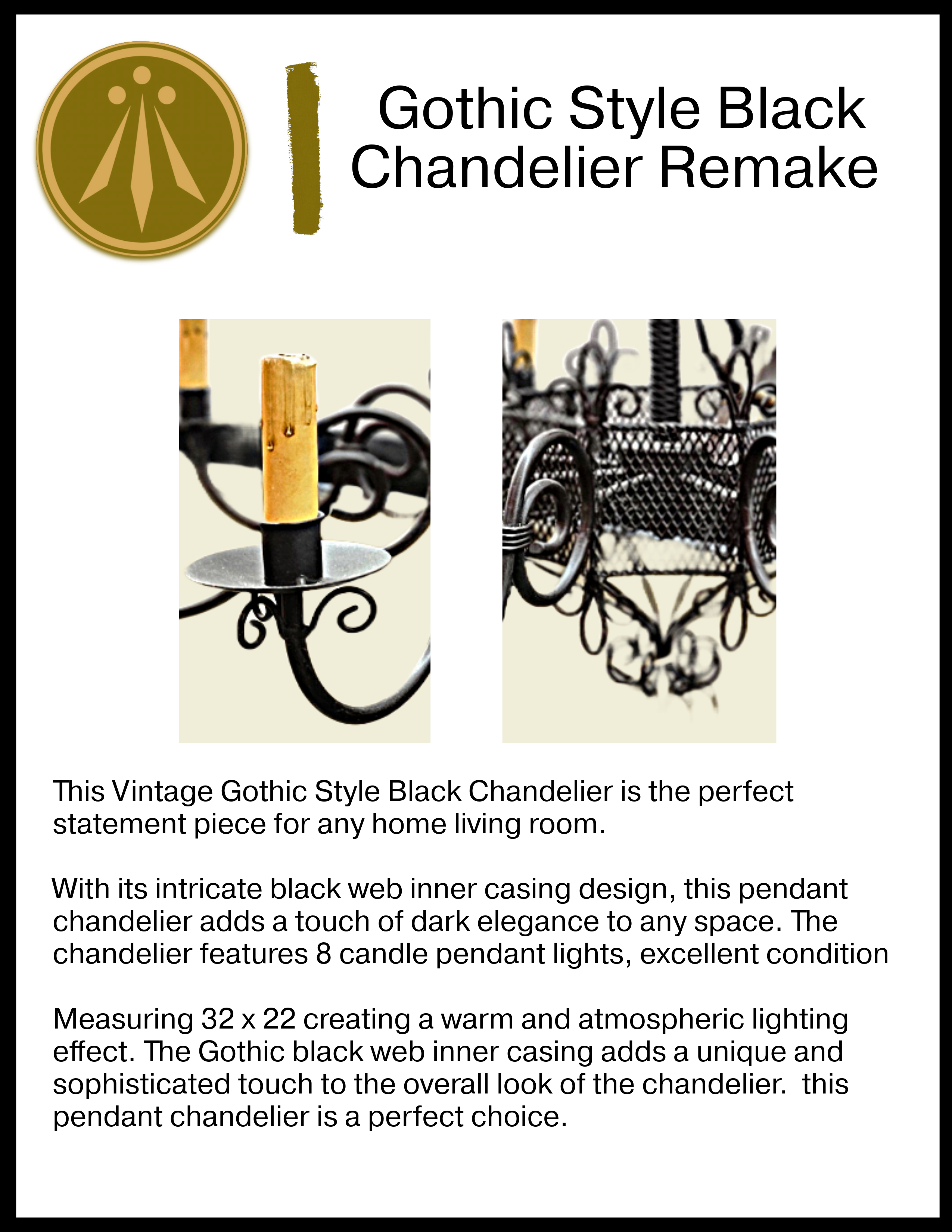 Vintage Gothic Style Black Chandelier Remake - photo 3