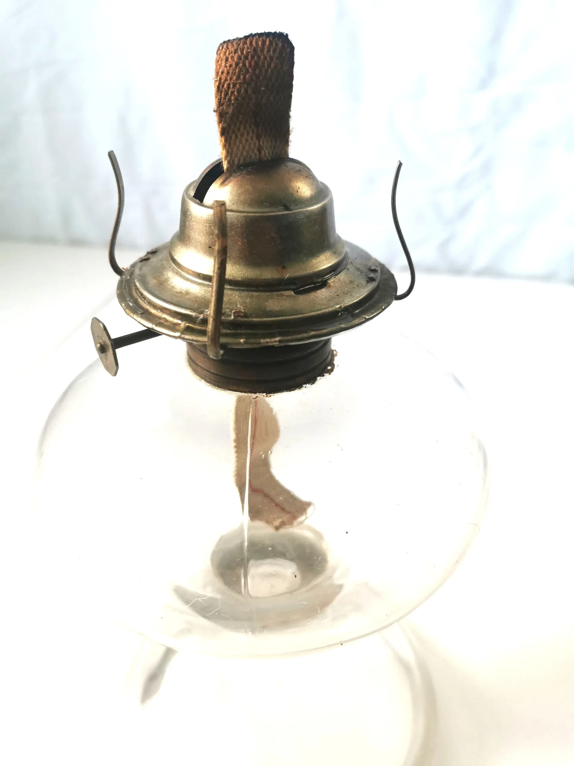 Large Antique Clear Glass Pedestal Eagle Oil Lamp 17.5" Height image indicator(6)