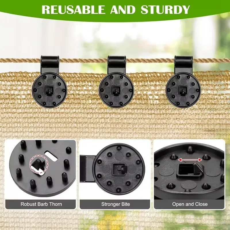 100pcs Heavy Duty Shade Cloth Lock Grip Clips - Reusable Black image indicator(3)