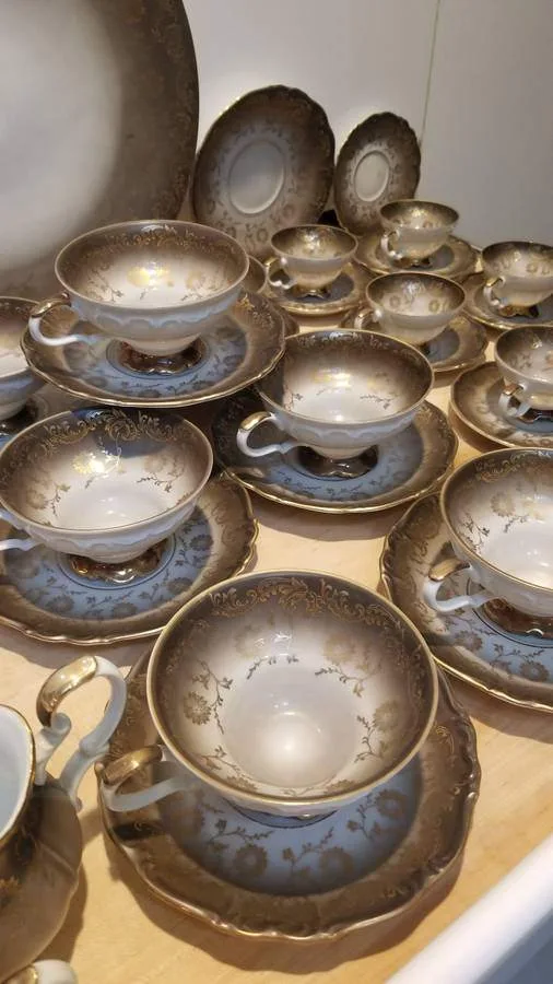SUPER RARE Mid-Century 54pc Eberthal 650 Gilt Tea Coffee Service image indicator(8)