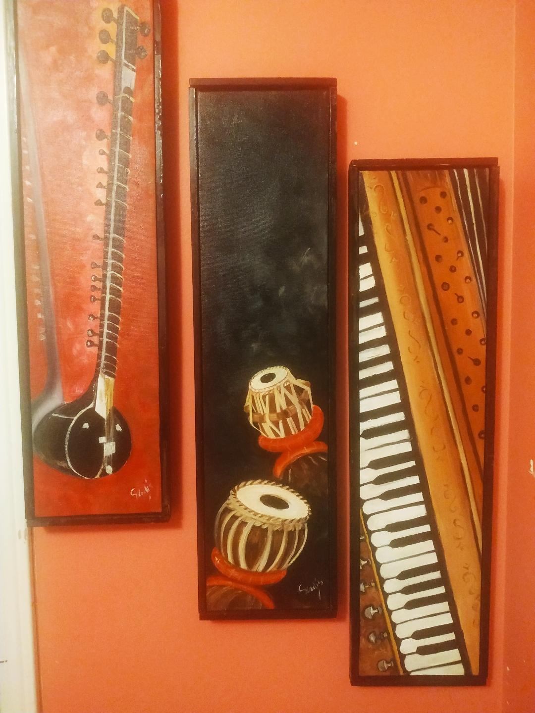 Sale on Indian Music painting /Art( 24x 6 Inchesx 3)
