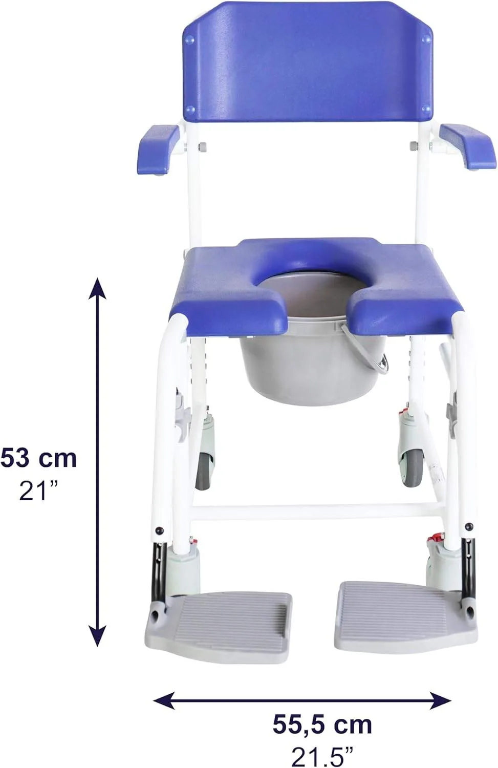 Adjustable Shower Commode Chair with Wheels & Footrest image indicator(3)