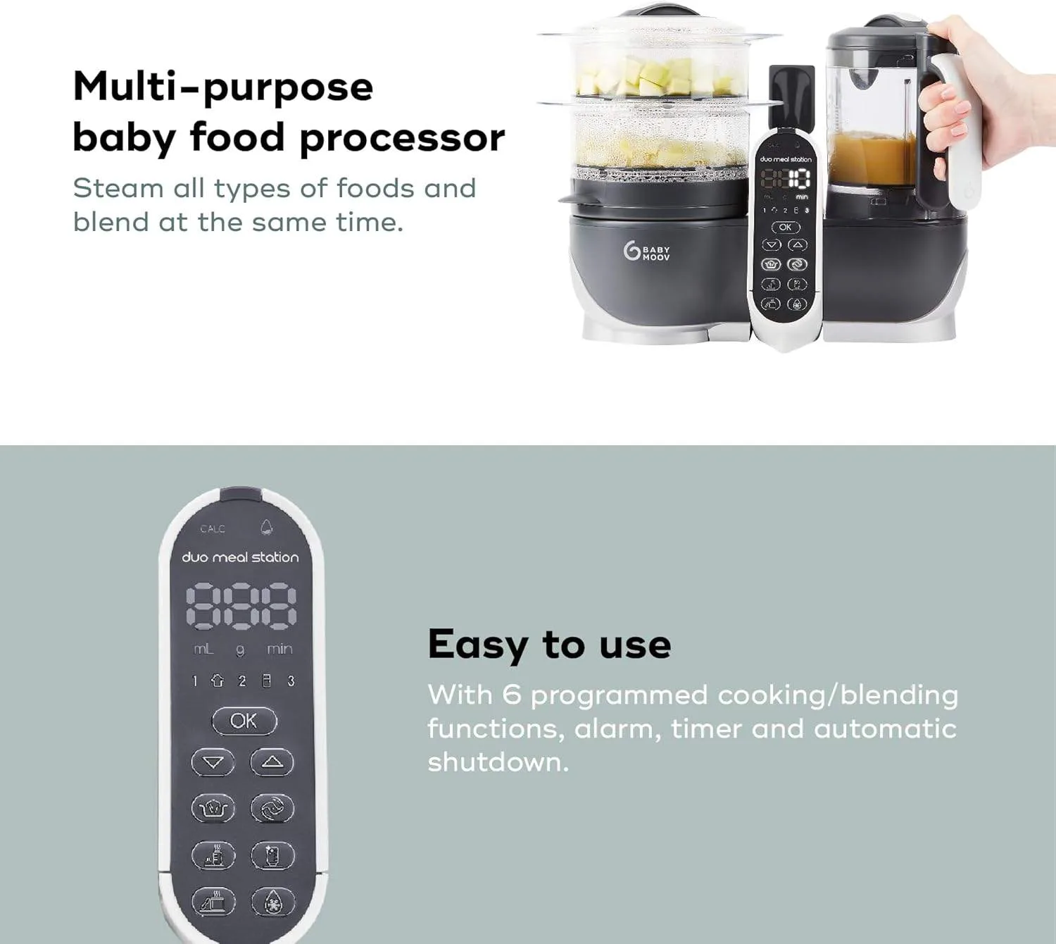Baby Food Maker - Babymoov Duo 6in1 - Steamer, Blender, Warmer image indicator(7)