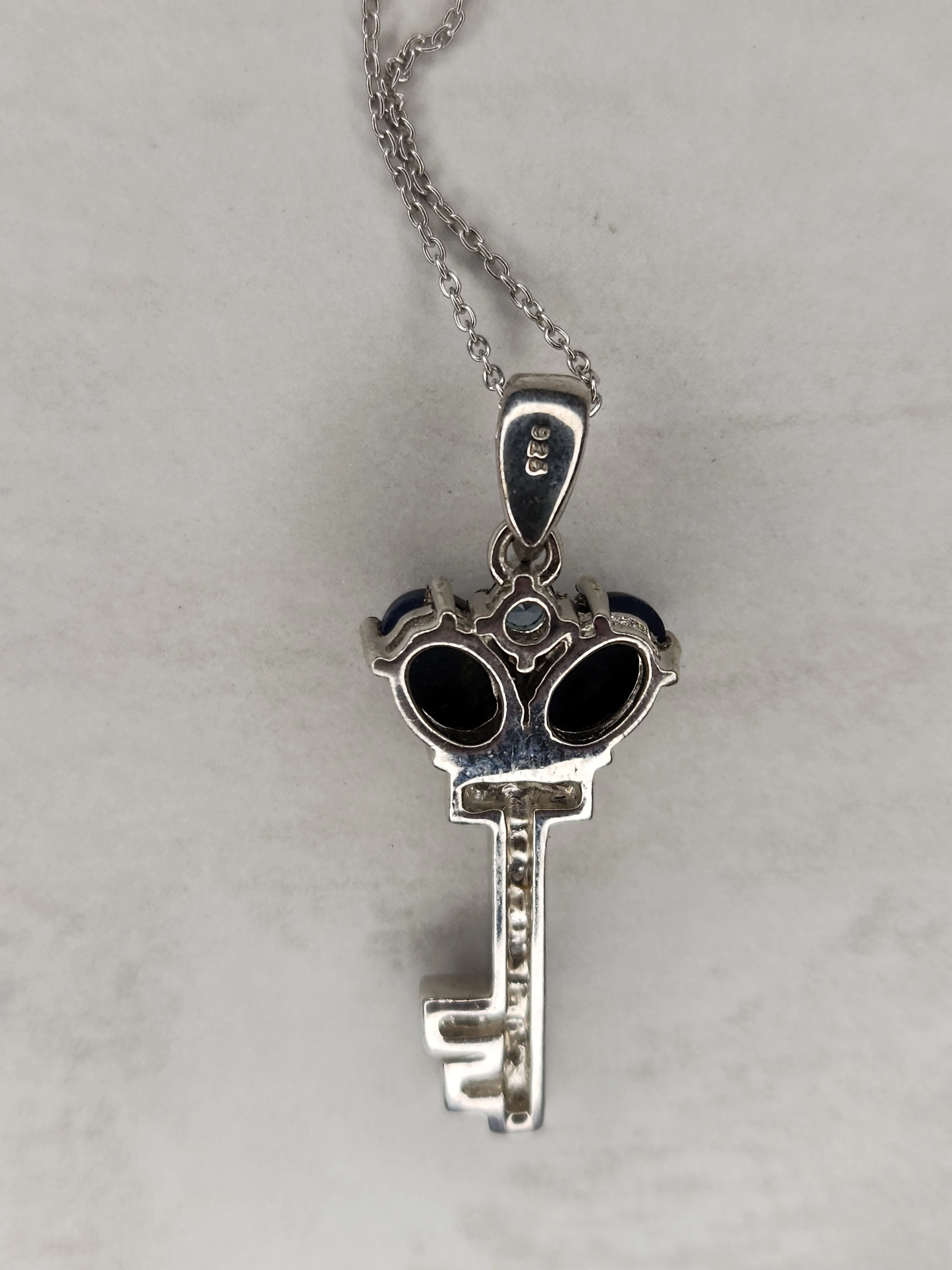 Silver Necklace w/ Lapis Lazuli, Swiss Blue Topaz, Diamond image indicator(2)