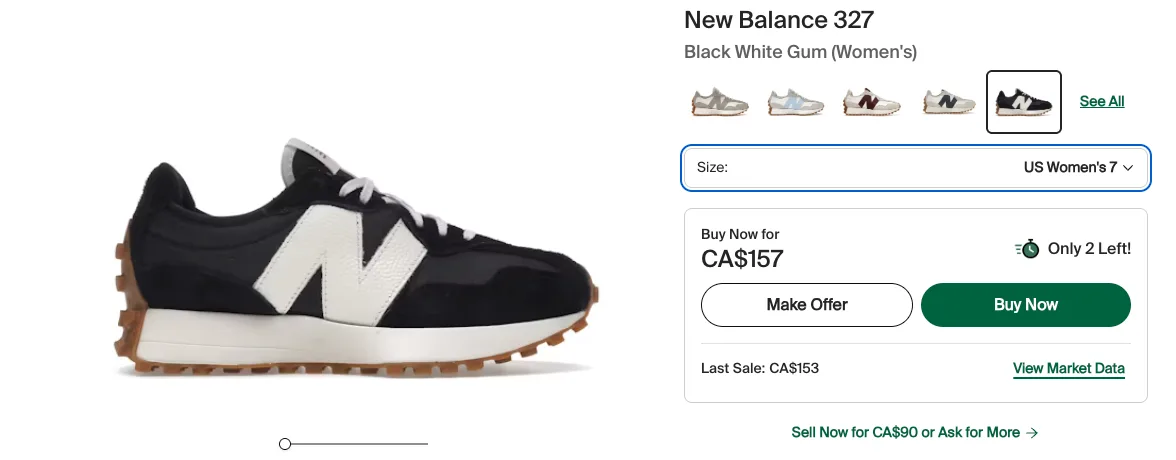 New Balance 327 (Women’s)  WS327BL The Intelligent Choice US 7 image indicator(4)