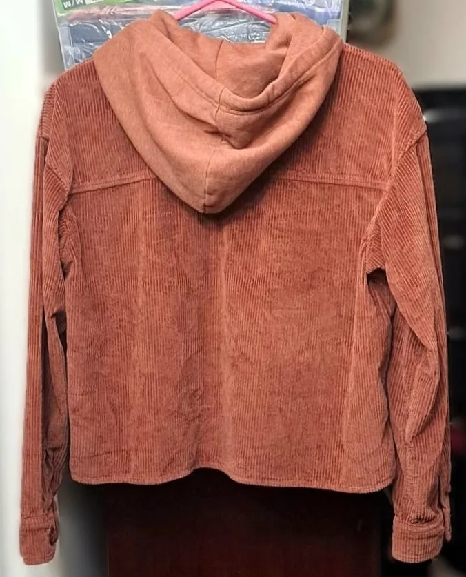 American Eagle Outfitters New Cropped Corduroy Hooded Jacket image indicator(3)