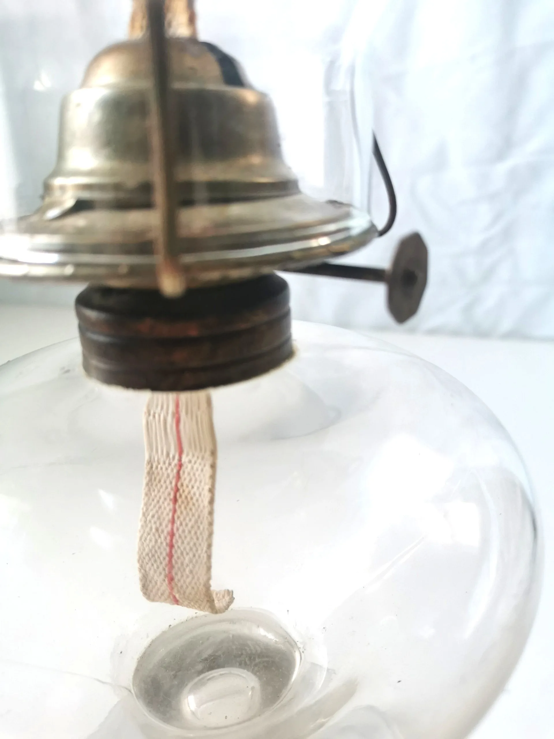 Large Antique Clear Glass Pedestal Eagle Oil Lamp 17.5" Height image indicator(8)