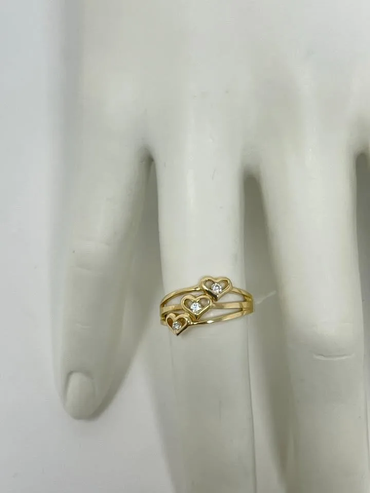 Triple Shank/Heart Gold Ring thumbnail