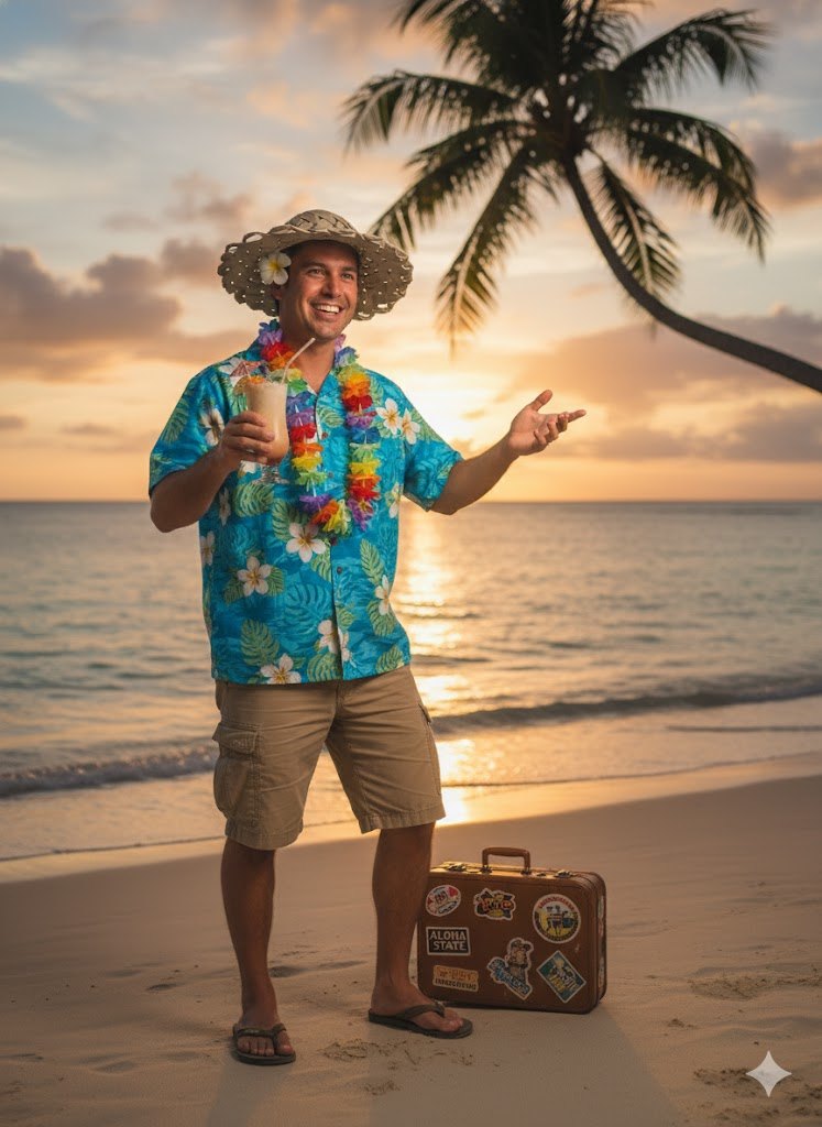 Tropical Straw Party Hat – New, Adult Size