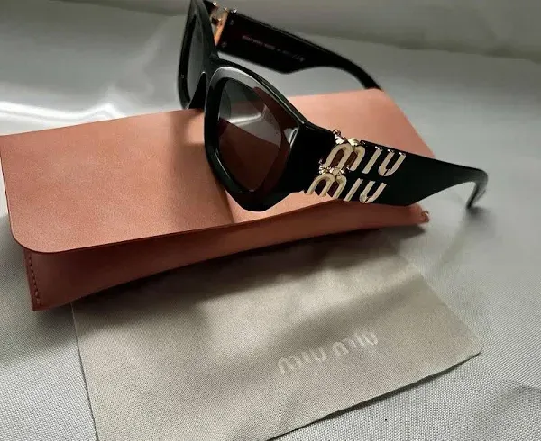 Miu Miu 09WS 1AB5S0 Black Gray Cat-Eye Women's Sunglasses 53mm image indicator(9)