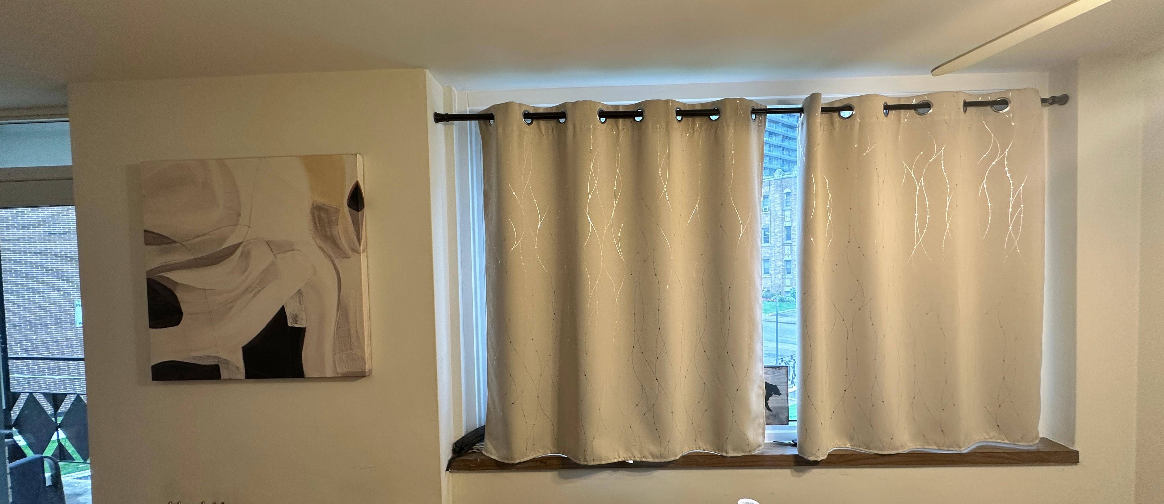 Silver/Beige Blackout Curtains + FREE Curtain Rod - photo 2