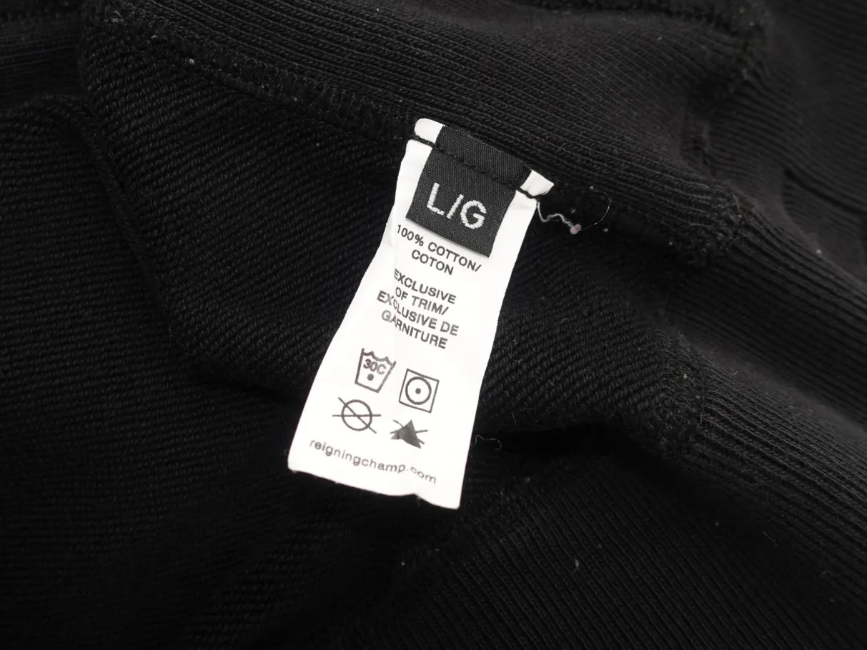 Reigning Champ Black Classic Terry Full Zip Hoodie - L image indicator(4)
