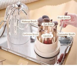 Rotating Makeup Brush Holder Clear Lid – Dustproof Organizer - photo 2