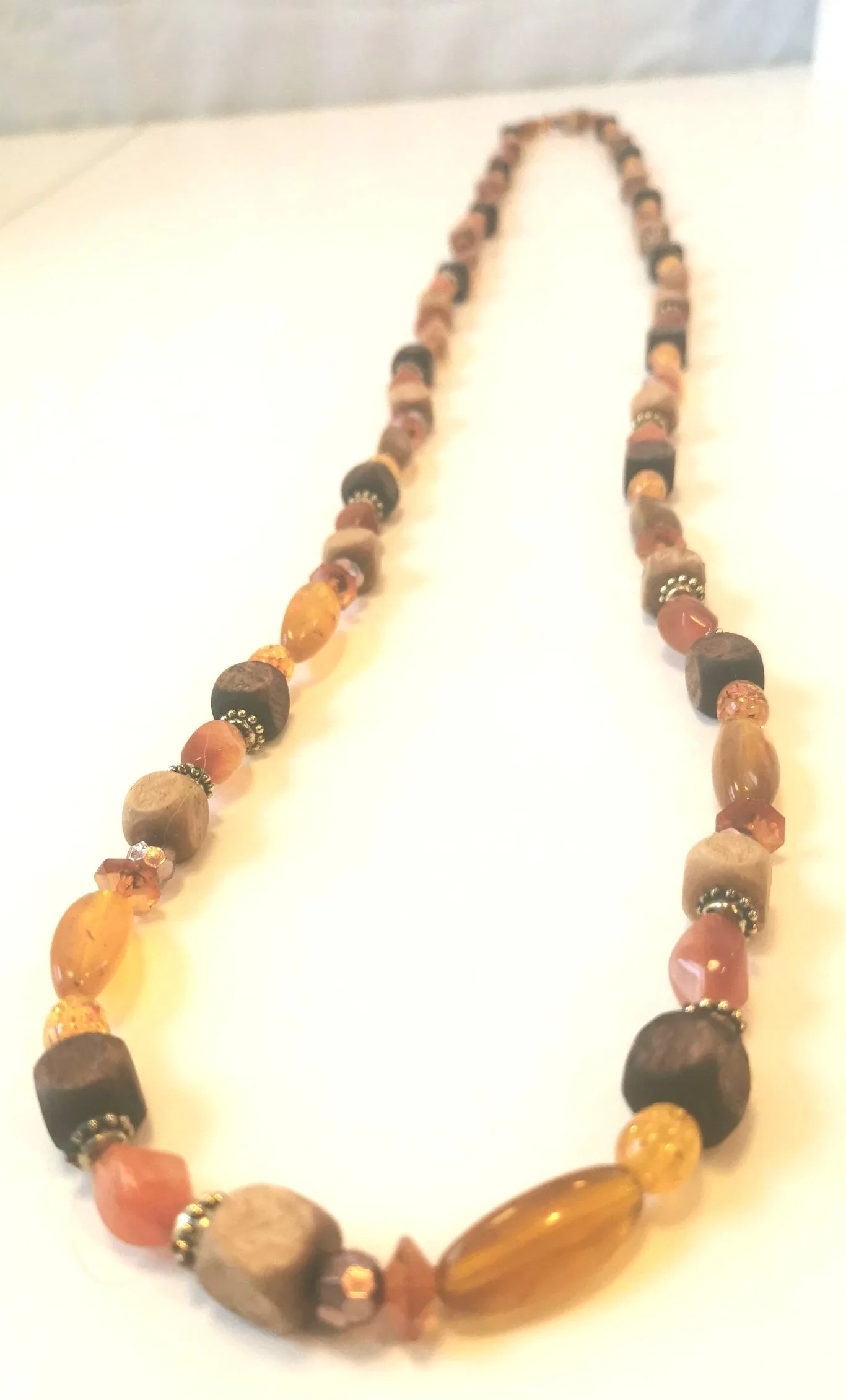 Necklace Amber Wooden Beaded Long 28 inches Vintage image indicator(5)