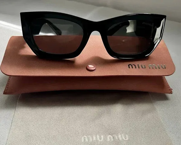 Miu Miu 09WS 1AB5S0 Black Gray Cat-Eye Women's Sunglasses 53mm image indicator(8)