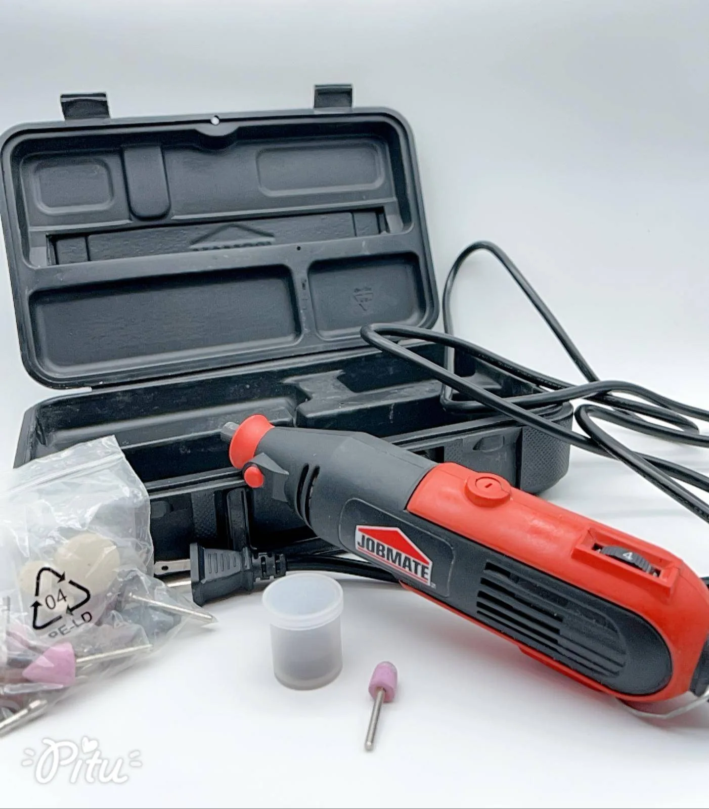 Jobmate electric rotary tool kit with a black carrying case thumbnail