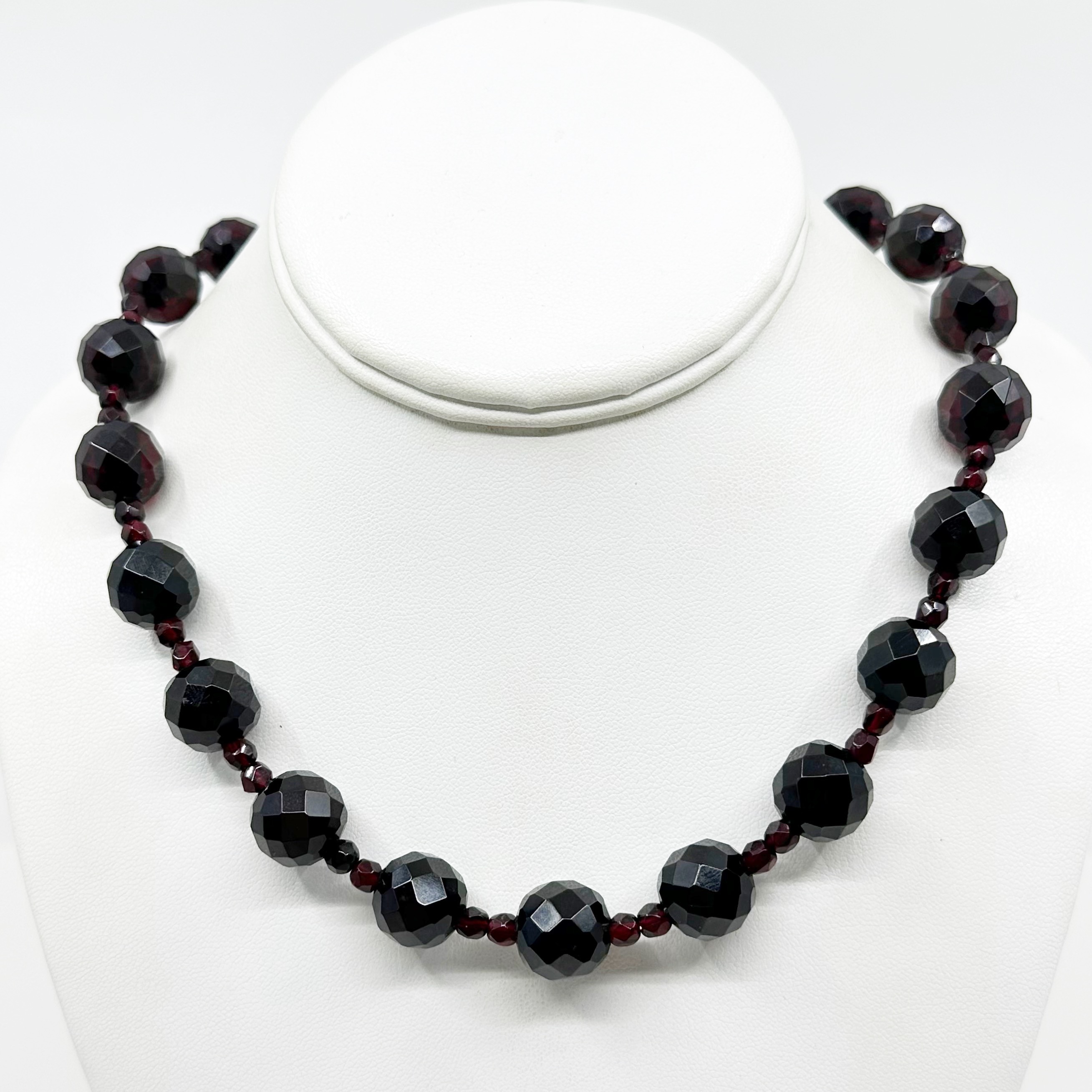 Vintage Gold tone lucite cherry amber bead necklace - GM345 - photo 3
