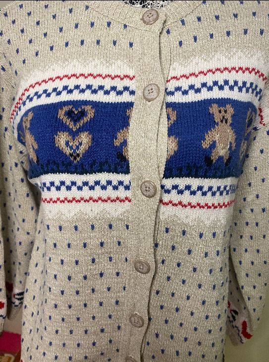 Cottage Cove Heart and Bear Full Button Women’s Cardigan Medium - photo 2