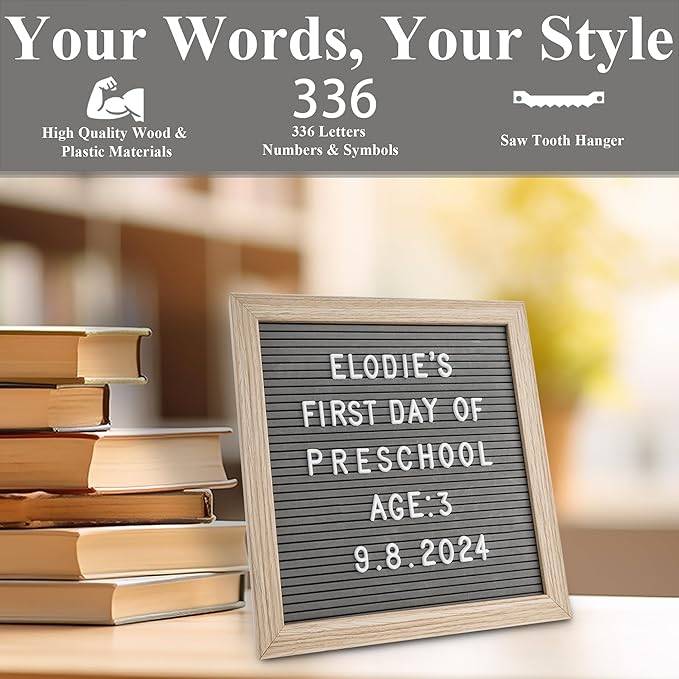 Changeable Felt Letter Board - 10" x 10" (25 x 25 cm) Gray Messa - photo 2