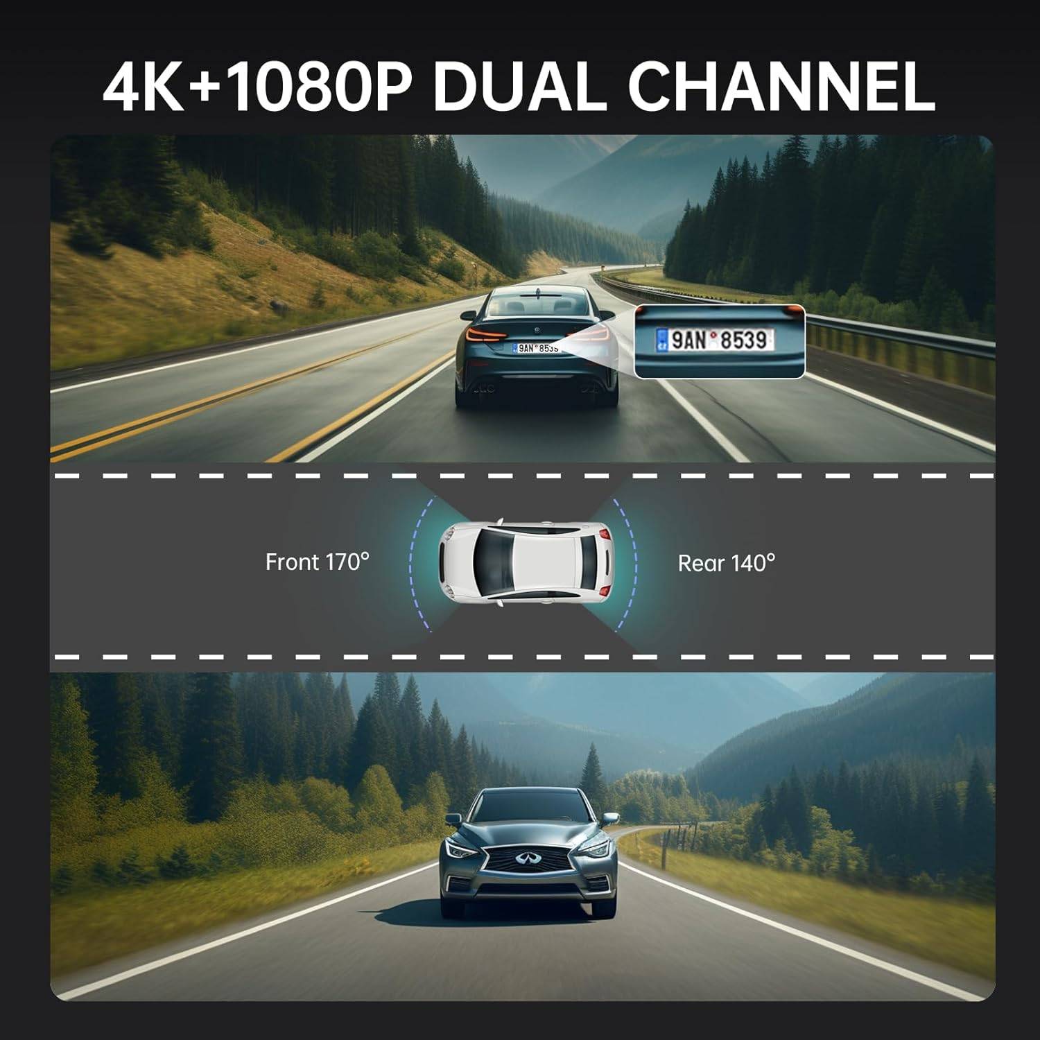 4K Rear View Mirror Camera, 12'' Mirror Dash Cam Front and Rear - photo 3