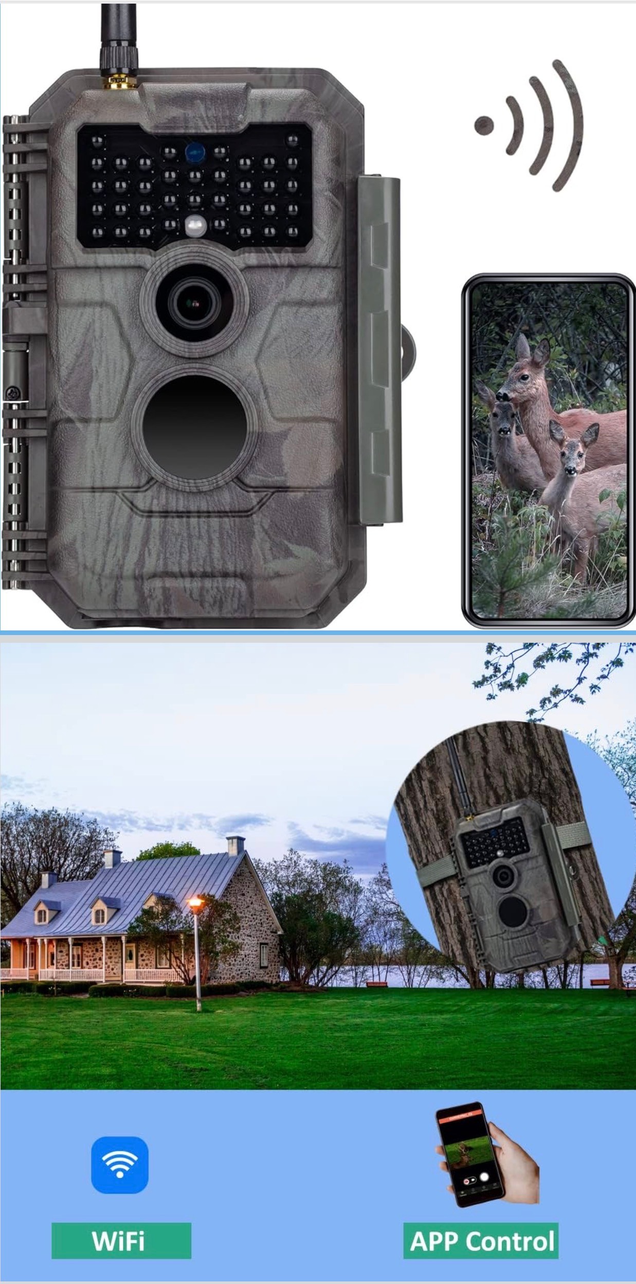 Trail Camera, WiFi, 48MP 1296p, Game Cameras Night Vision Wtrprf - photo 2
