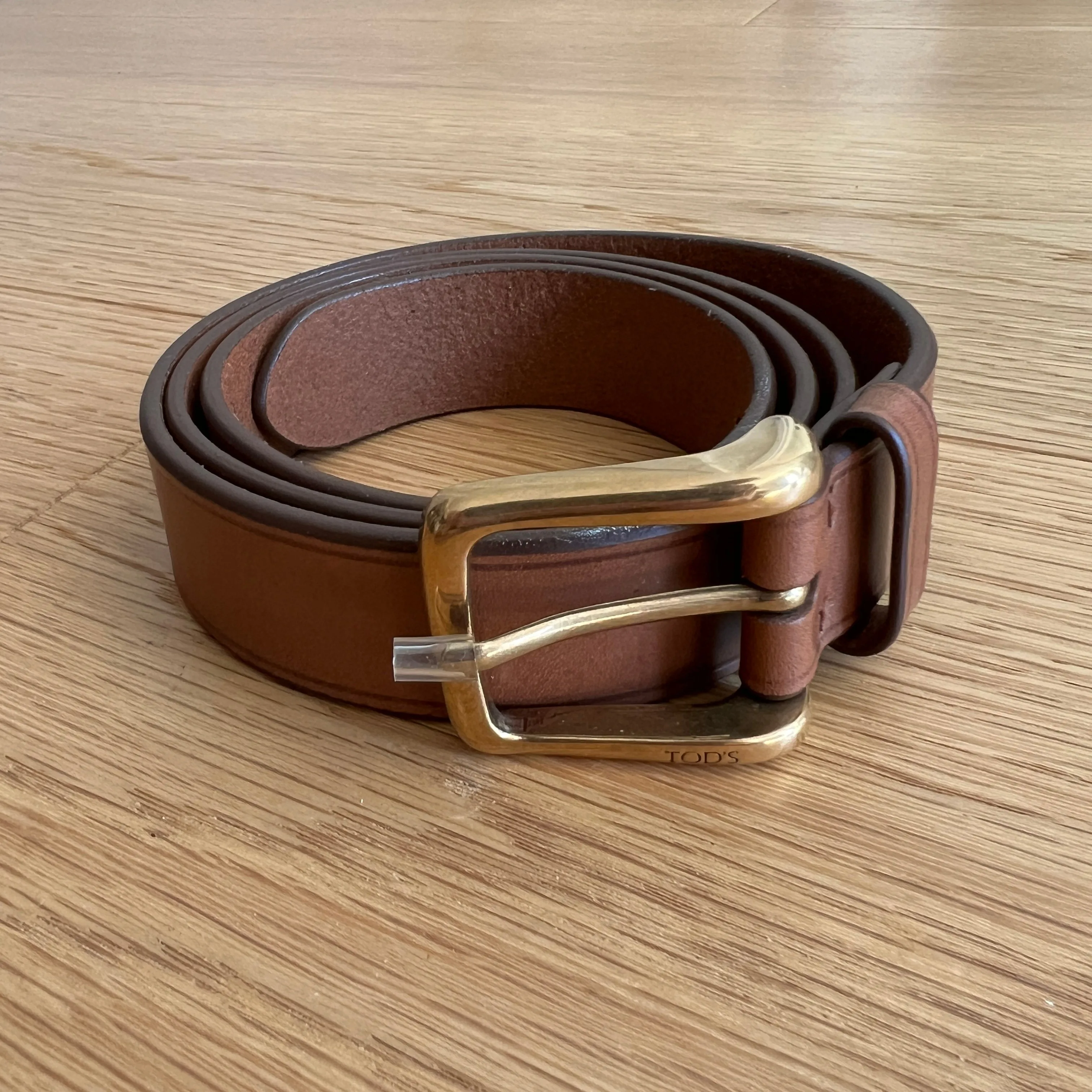 TOD'S Cognac Brown Leather Belt Made in Italy - Brand New image indicator(2)