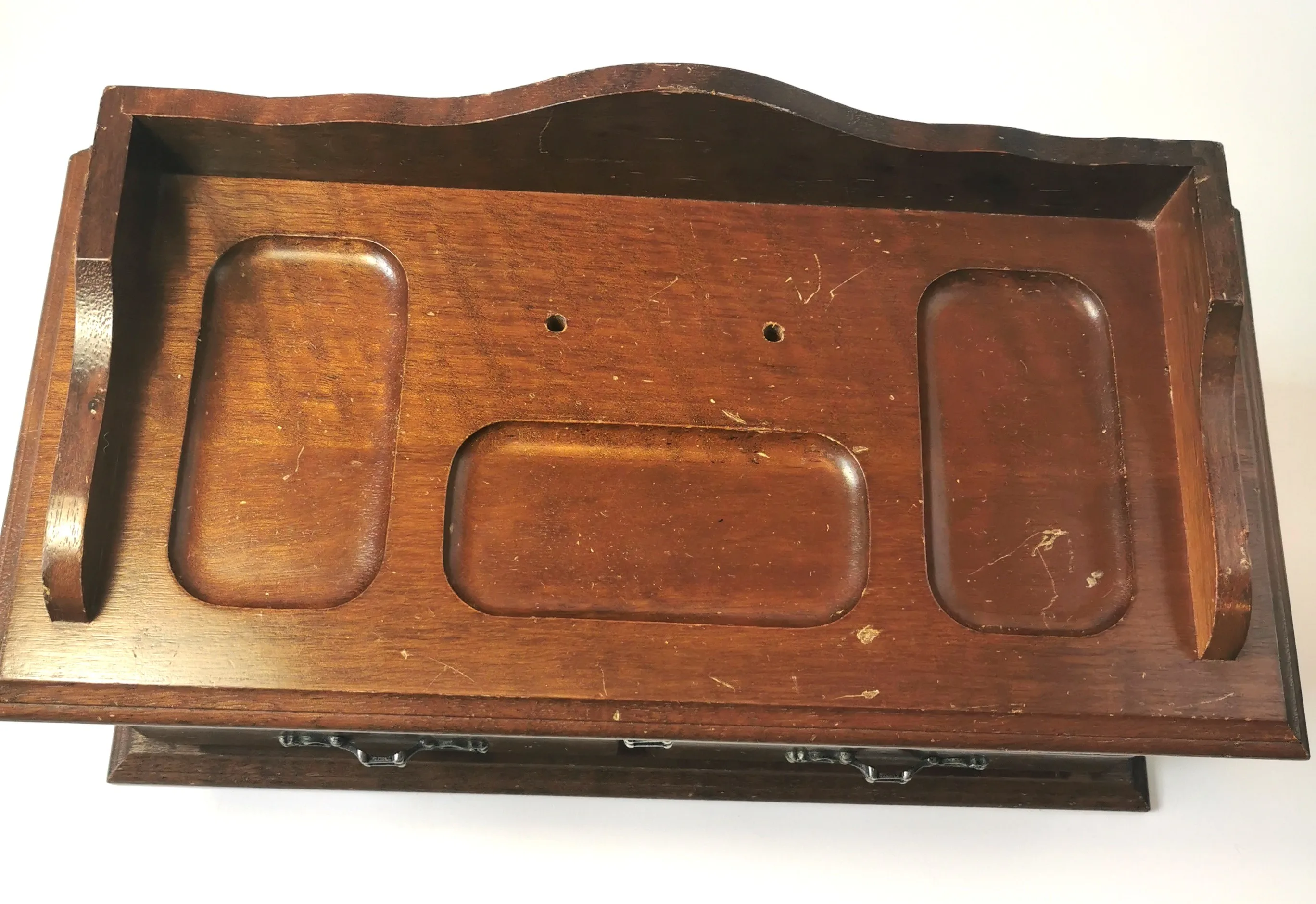 Vintage 70s Gentlemen's Wood Dresser Valet Organizer by Dynasty image indicator(3)